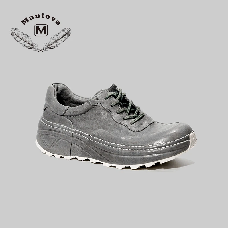 mantova女鞋老爹鞋高能感米其林底防滑耐磨游艇鞋马皮运动鞋真皮