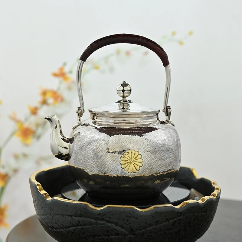 大器银壶日式煮茶壶泡茶壶足银999纯手工家用烧水壶煮茶器茶具