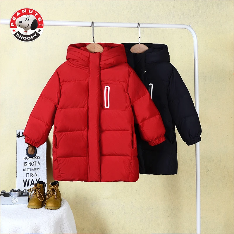 Snoopy/史努比儿童羽绒服可爱连帽保暖中小童中长款外套XD372