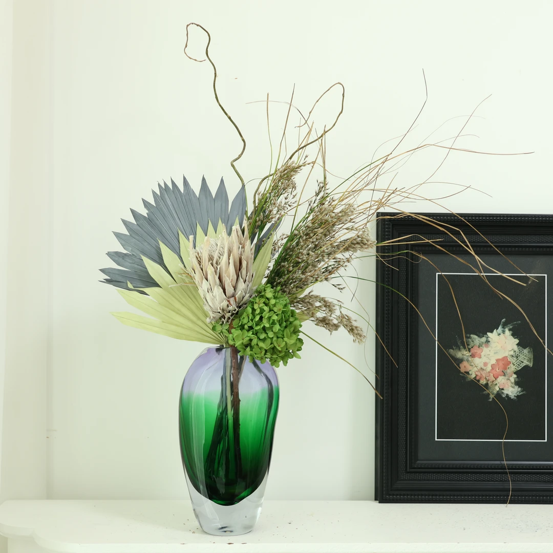 【琉璃】原创设计永生绣球搭配琉璃花瓶设计家居软装花束
