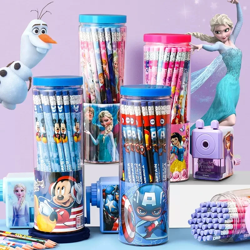HY 迪士尼铅笔带橡皮HB圆杆写字铅笔漫威冰雪奇缘联名款0046 F