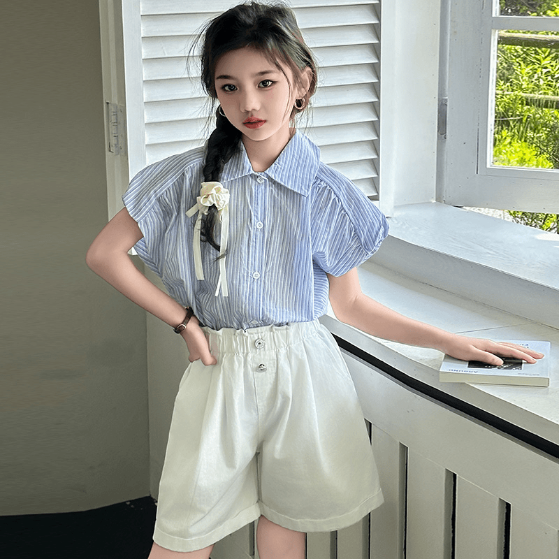 女童夏装2024新款洋气时髦套装大童短袖短裤儿童夏季女孩网红炸街