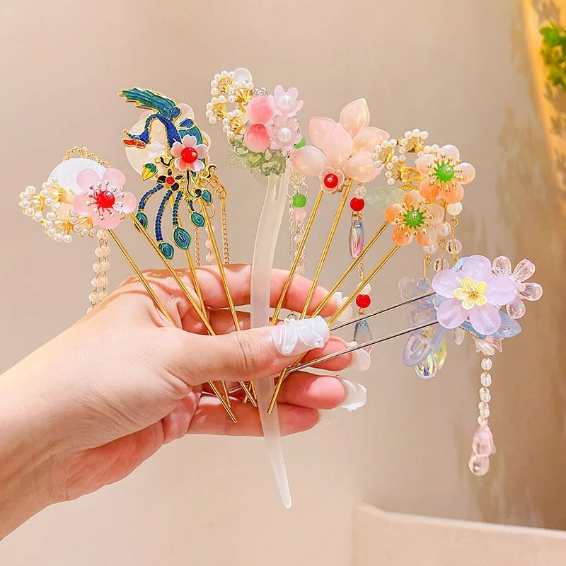 弥贤发簪古风汉服簪子发饰女童古装头饰女宝宝中国风步摇流苏发钗