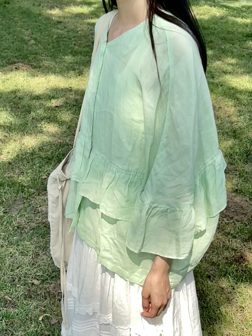 CHEN｜【小苍兰】100支苎麻披肩清透文艺上衣衬衫百搭
