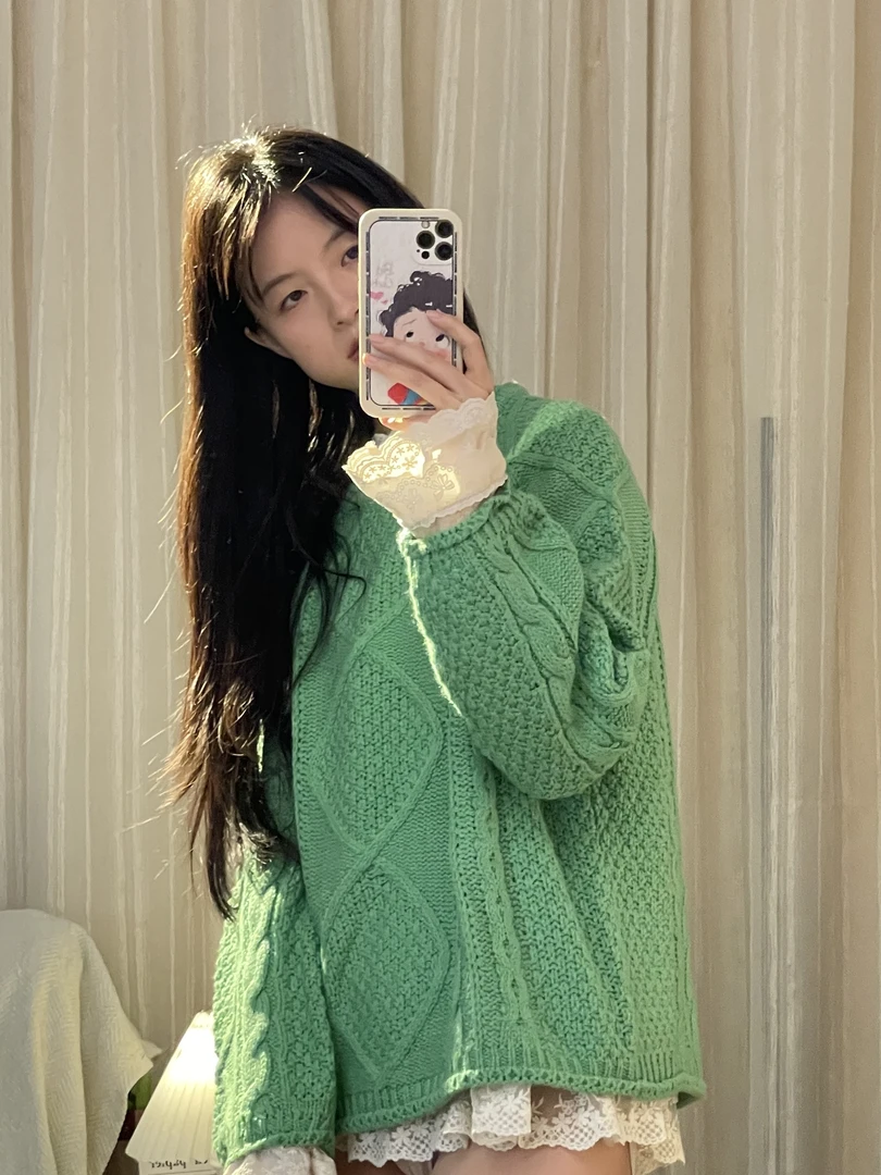 CHEN｜【糖果屋】绞花宽松韩系慵懒秋冬套头毛衣