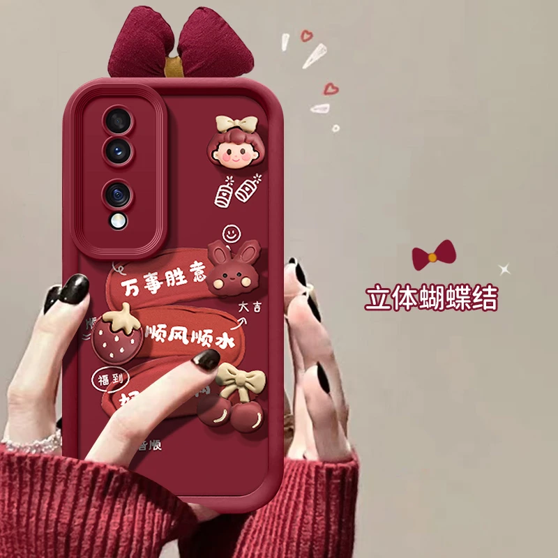 蝴蝶结女孩荣耀80GT手机壳AGT-AN00公仔硅胶保护套全包ins风创意