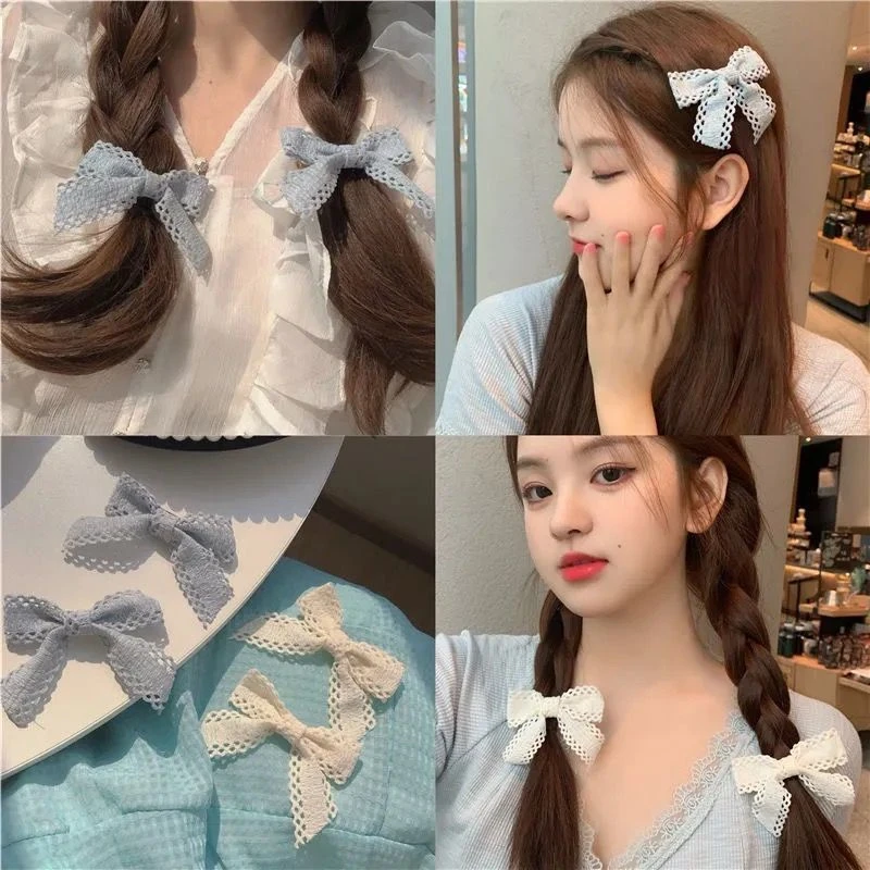 发夹女后脑勺蕾丝蝴蝶结夹子头饰日系皮筋女学生韩版刘海发饰头饰