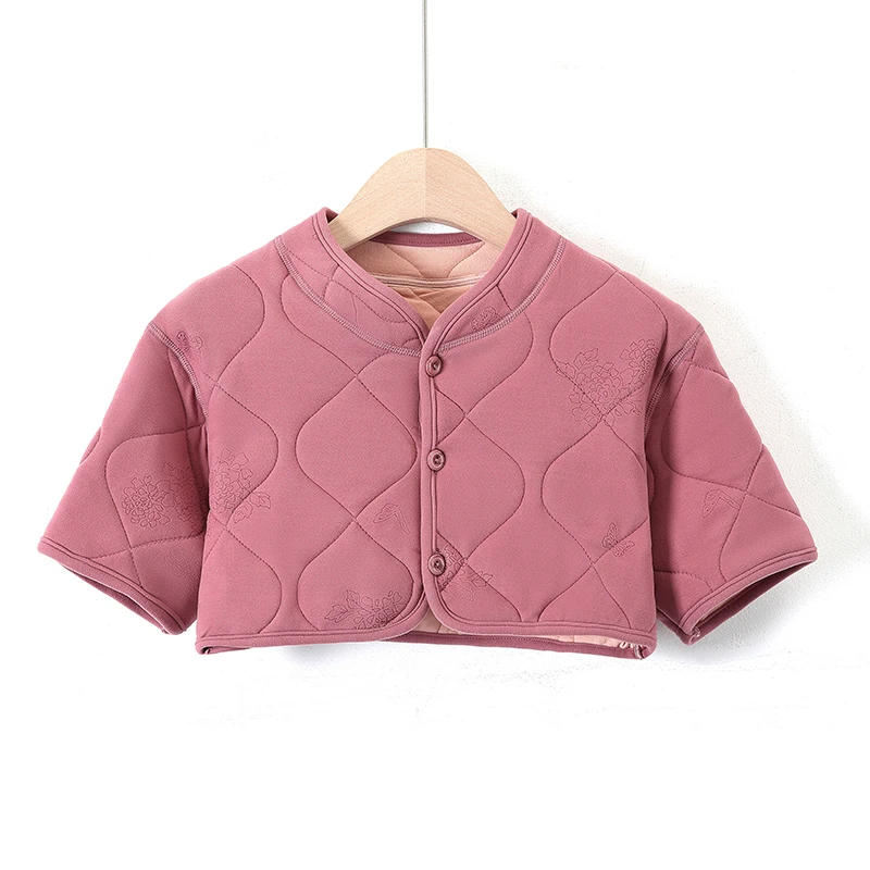 护肩保暖坎肩中老年妈妈肩周炎颈椎睡觉冬老人德绒短款马甲带袖子