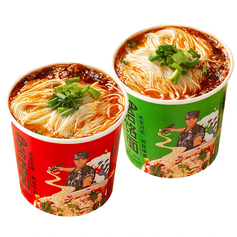 黄班长厂家直销优质特产脱水黄班长饸饹面桶装冲泡饸饹面非油炸面