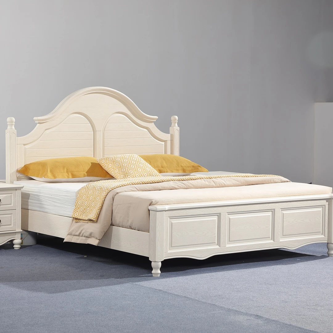 现代简约实木床1.8米美式轻奢主卧双人床小户型家用1.2米儿童床