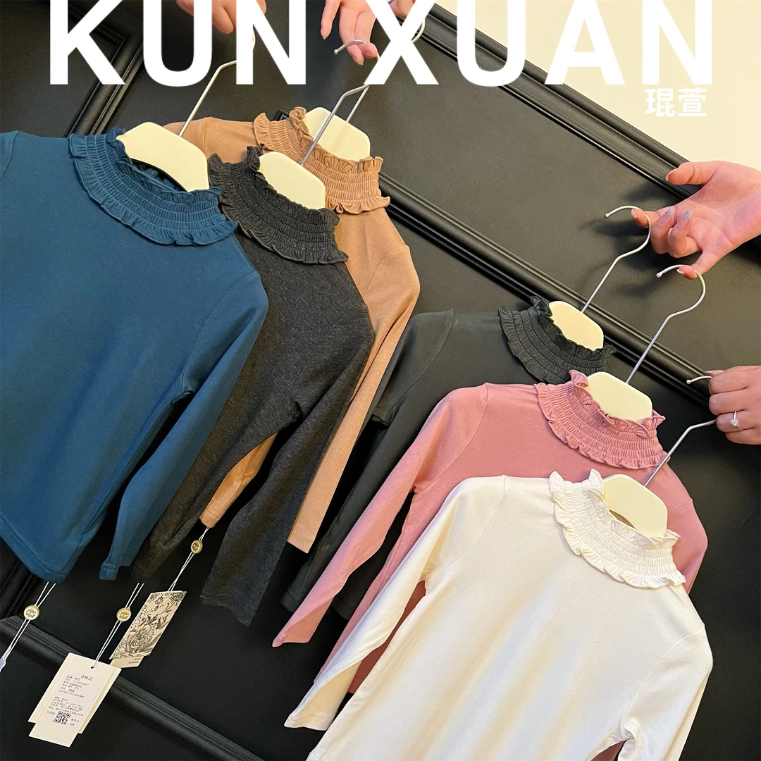 【琨萱】“公主”女童秋款设计师款高端定制公主领软糯打底衫23AU025