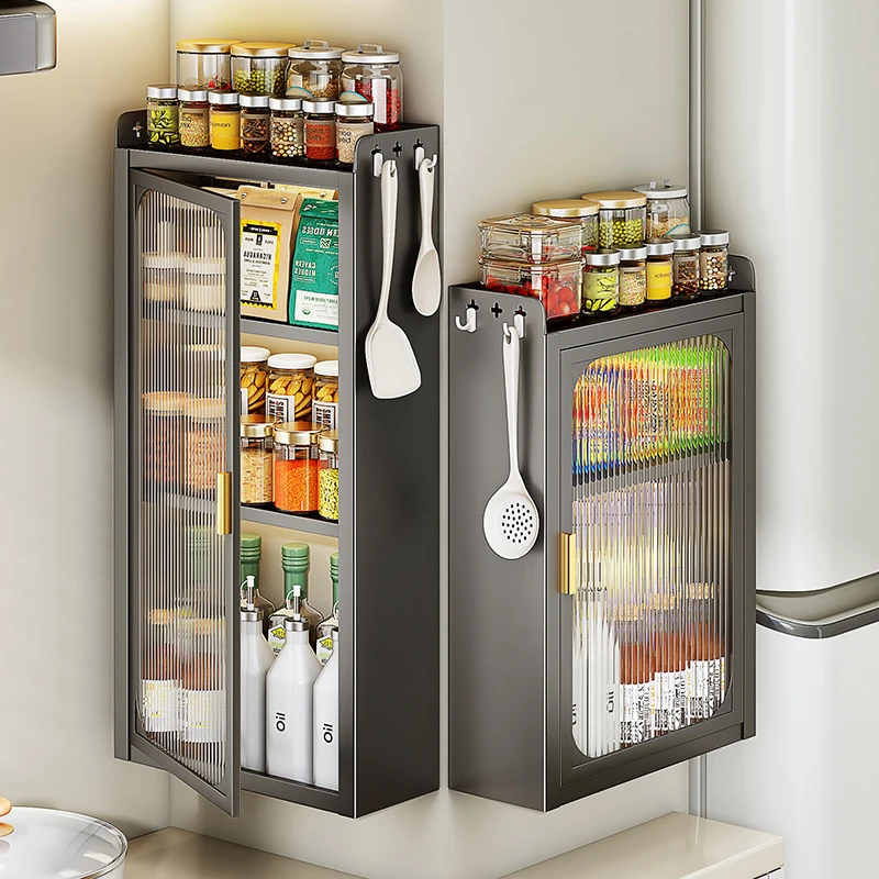 帅仕壁挂式调料品多功能置物架厨房墙上储物柜调味品收纳架子家用