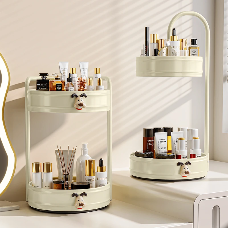 帅仕旋转化妆品收纳盒桌面旋转网红梳妆台口红香水护肤品置物架