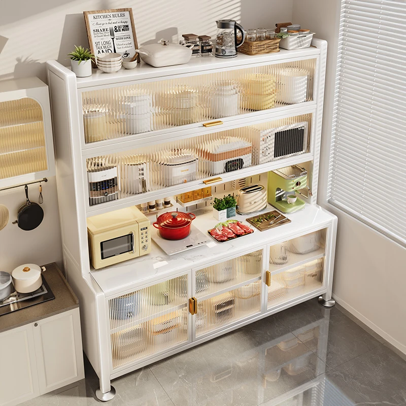 帅仕岩板餐边柜厨房置物架储物落地多层烤箱微波炉多功能收纳柜