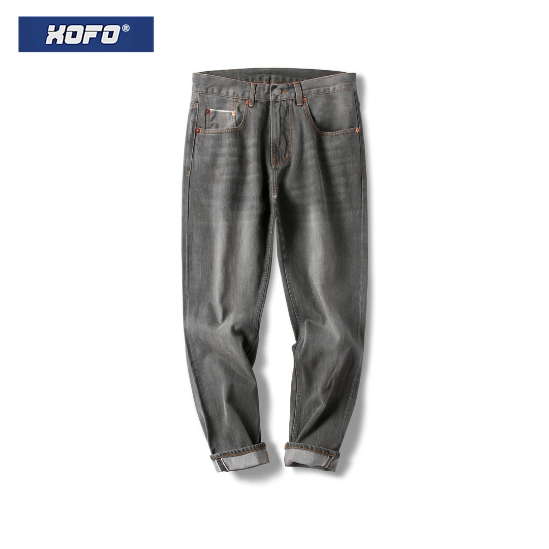 秋冬款日系复古可穿烟灰色牛仔裤水洗宽松直筒2025新款九分裤男潮