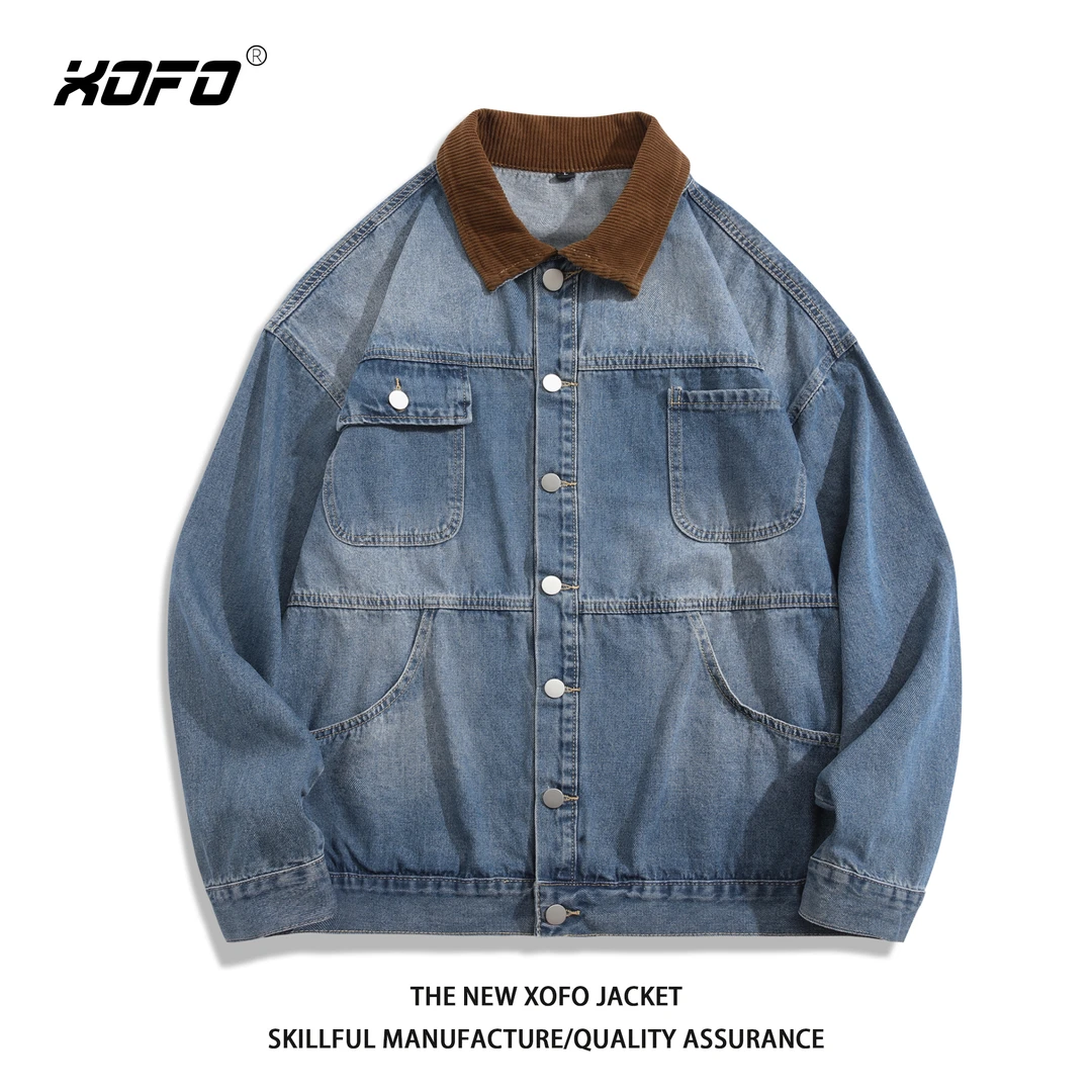 新款牛仔夹克男美式复古潮流痞帅高级潮流休闲宽松百搭男士外套潮