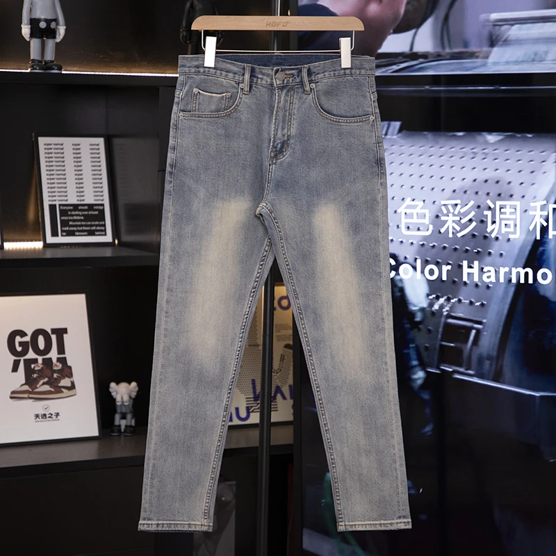 2025新款九分牛仔裤百搭男士复古休闲直筒宽松赤耳丹宁9分裤子潮