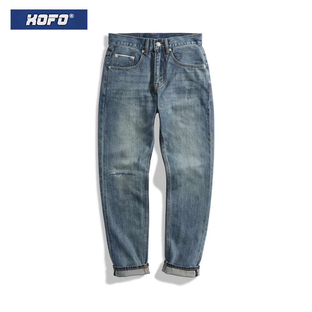 九分牛仔裤男士新款新款复古港风休闲直筒宽松秋款小脚赤耳裤子