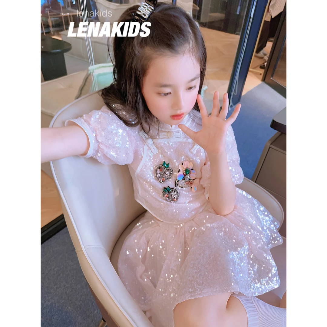 Lenakids【年中狂欢】闪闪公套装重工盘扣女宝汉服套装24022702