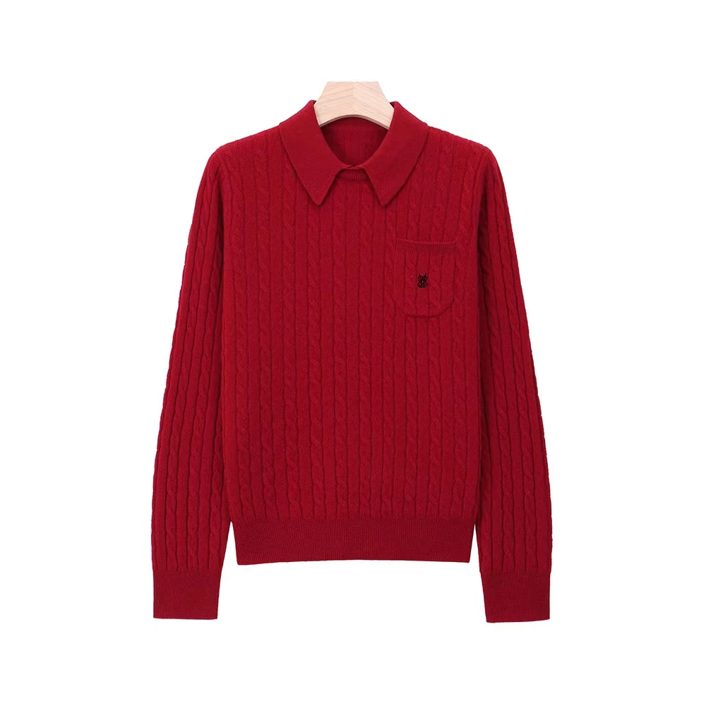 【时光锦】LQ长袖时尚打底纯色羊毛翻领秋冬针织衫24988151