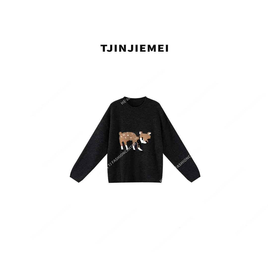 【T井姐妹】新款设计感软糯小鹿羊毛毛衣MY2410-812-80053