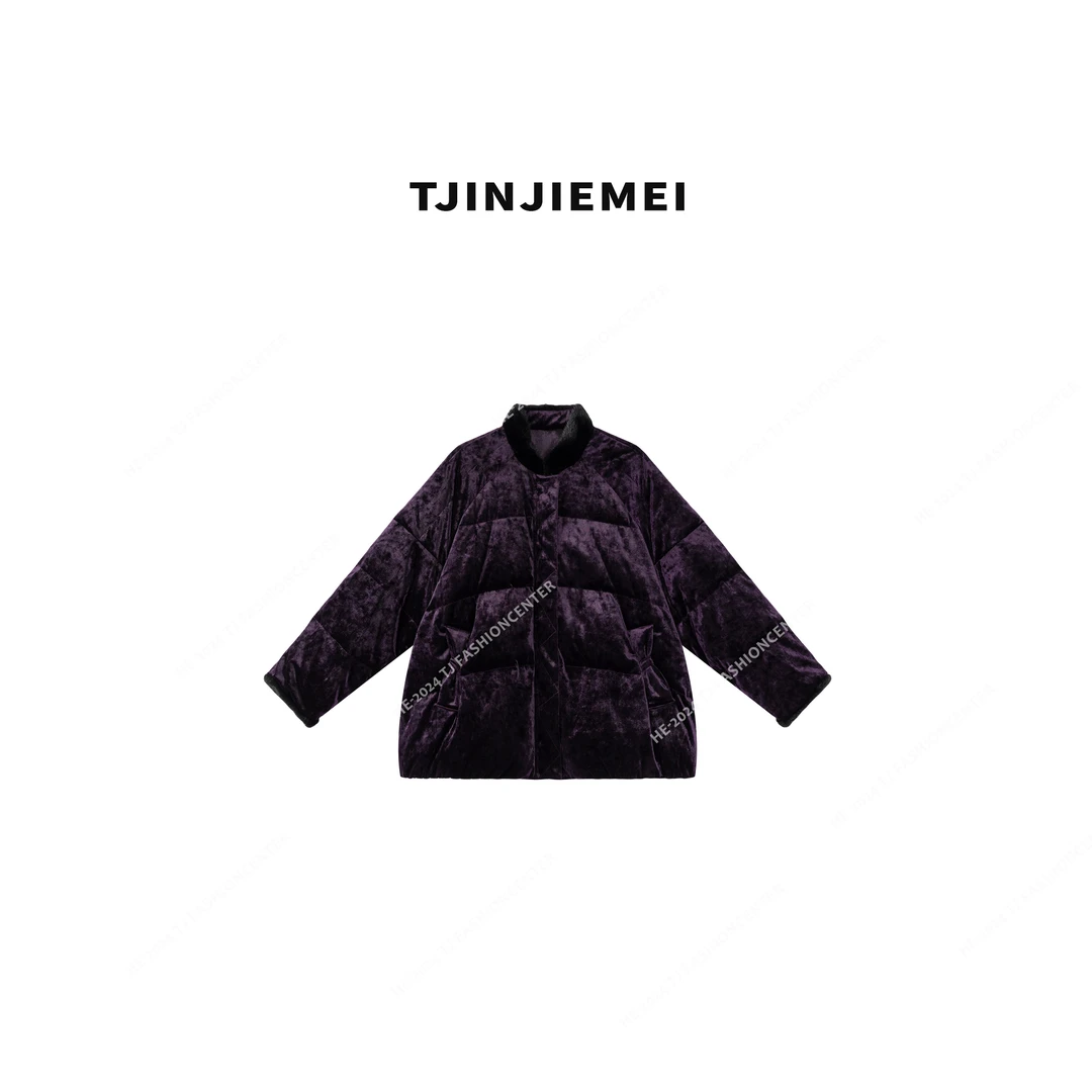 T井姐妹【罗衣】设计感精致气质醋酸丝绒水貂领鹅绒服YRF2412-TJ183