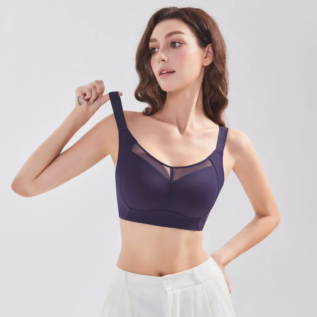 爱美5235大胸内衣显小立挺杯大码运动舒适美背女士透气薄款内衣