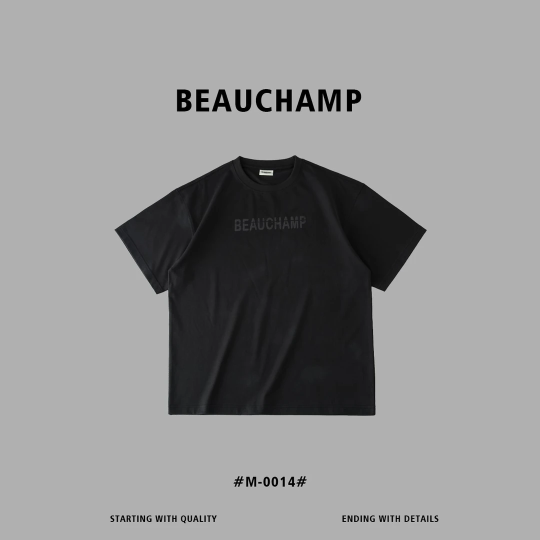 Beau champ潮牌街头个性字母凸感印花重磅宽松休闲短袖T恤M-0014#