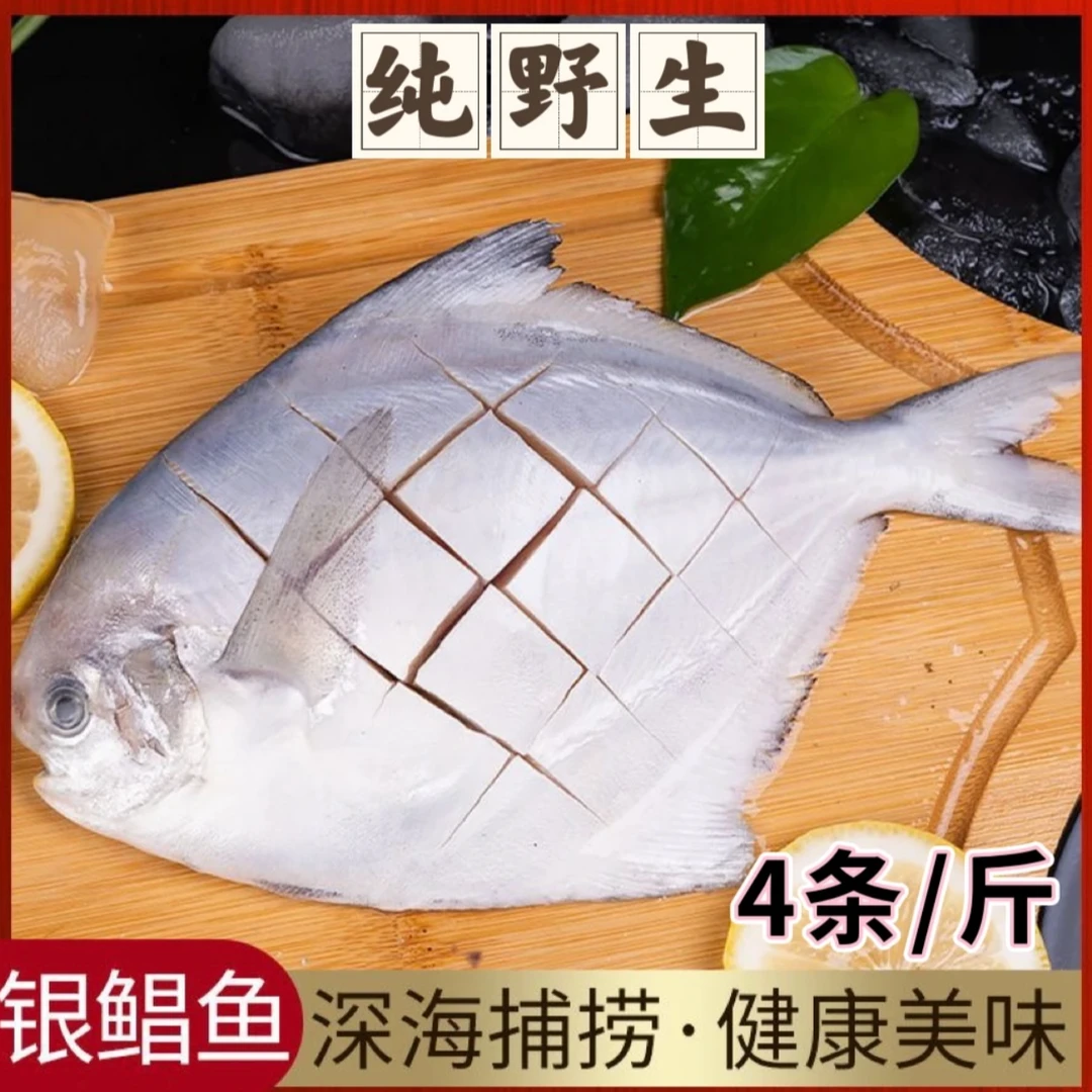 大号新鲜海捕速冻银鲳鱼（每包4条）