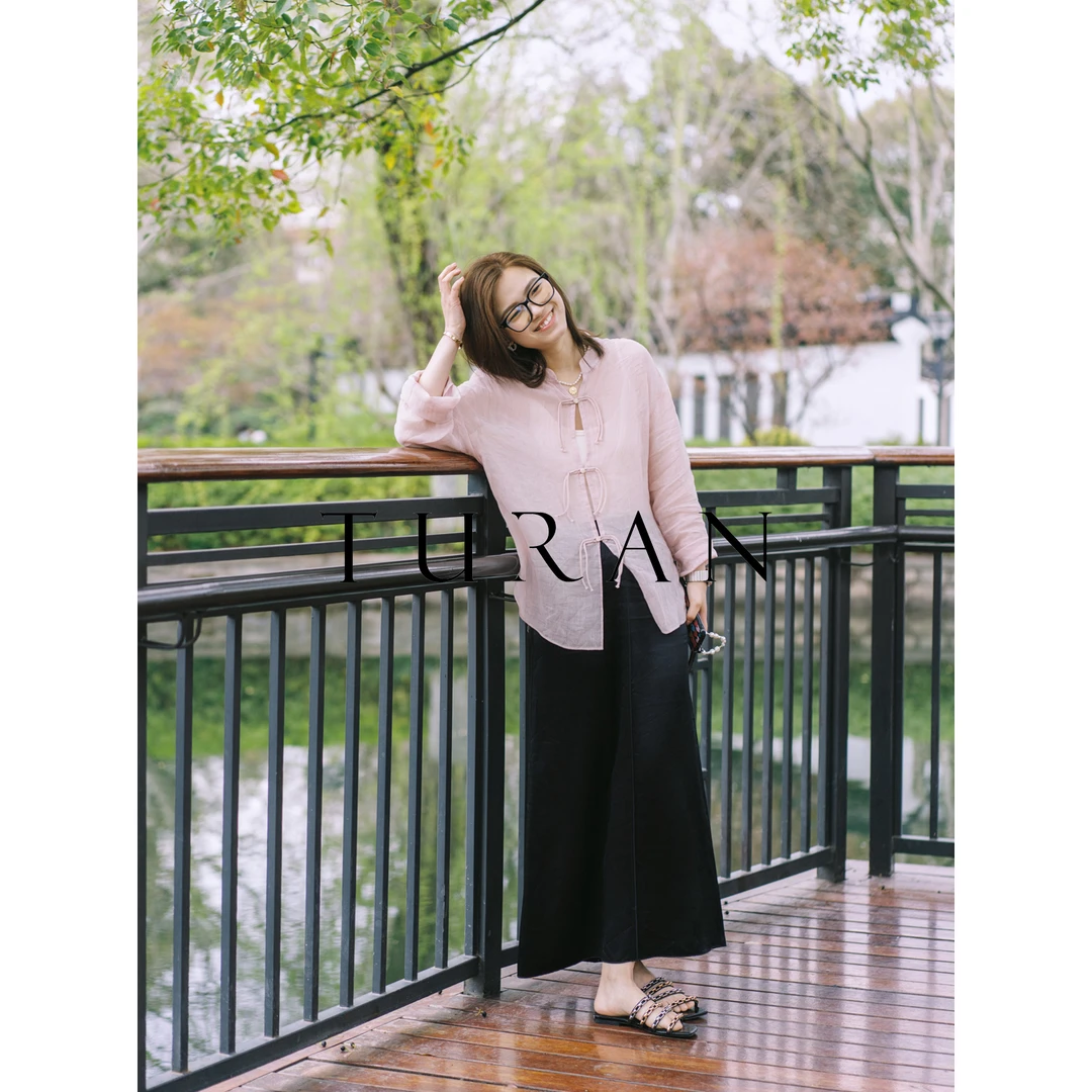 蝉翼进口苎麻细腻衬衫新中式风味清凉罩衫衬衣长袖宽松TRTG0593