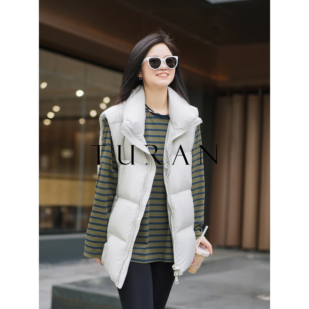 大泡芙90白鹅绒阔版袖口可调节羽绒马甲时尚休闲百搭简约TRZY0788