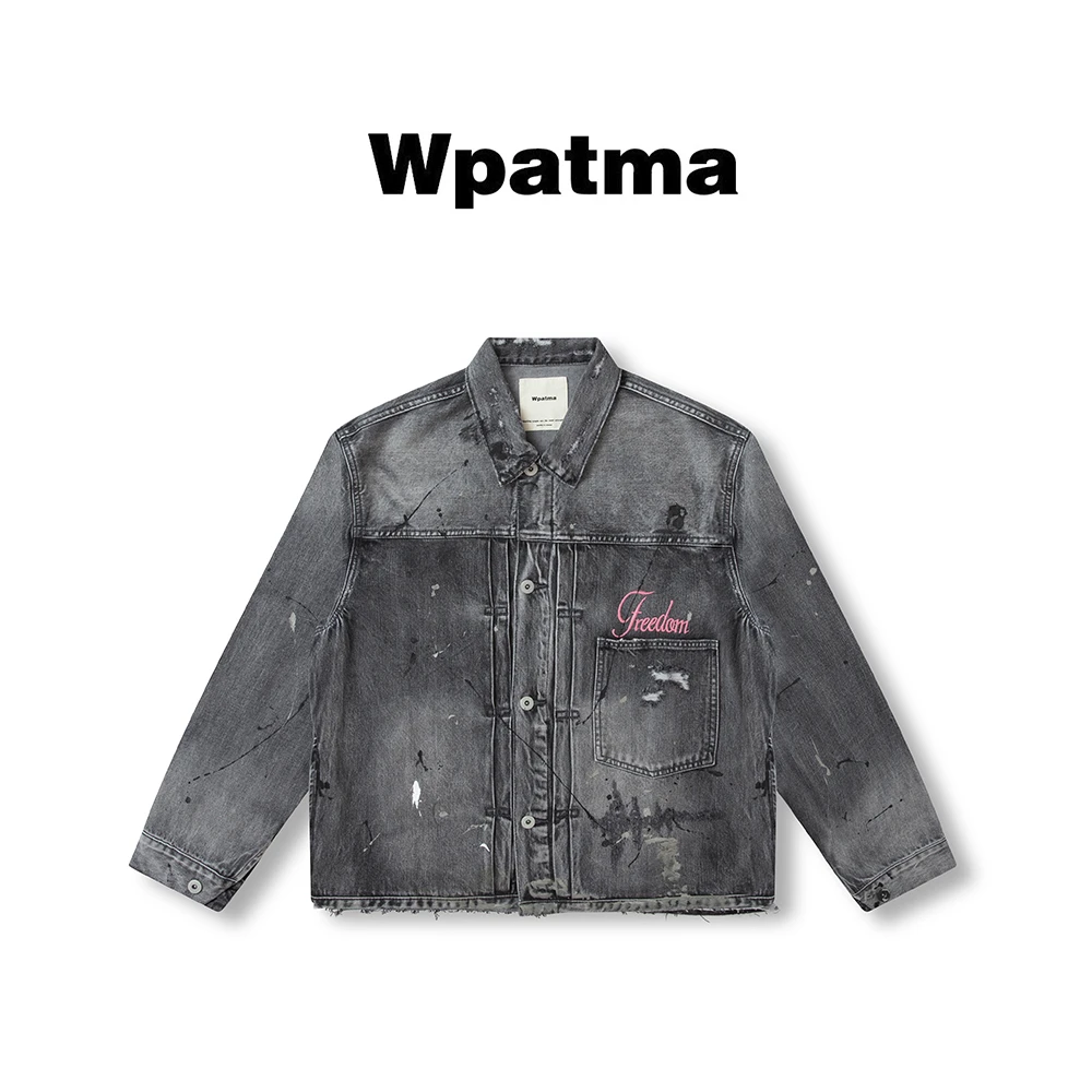 Wpatma中性春秋自由牛仔外宽松廓形泼墨牛仔上衣
