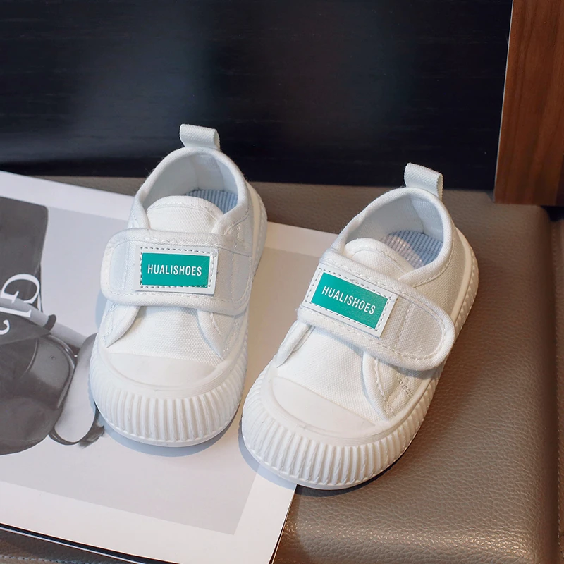 春夏儿童透气百搭软底大魔术贴宝宝低帮小白鞋帆布鞋幼儿中小童