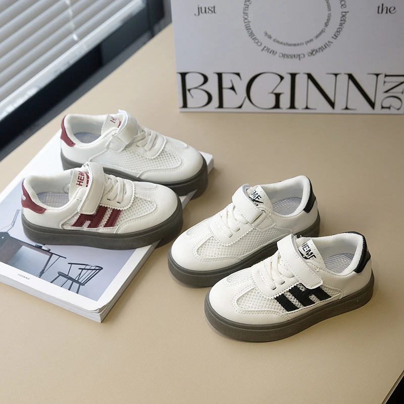 春夏季儿童男童女童休闲时尚透气软底镂空单网德讯鞋板鞋