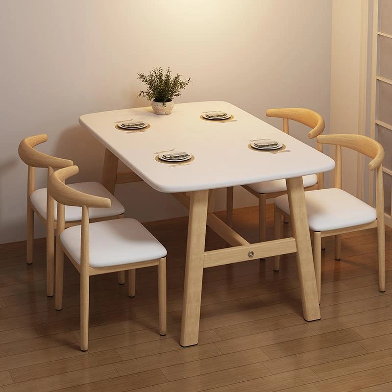 餐桌家用小户型轻奢现代简约长方形餐饮商用桌椅吃饭桌子出租房用