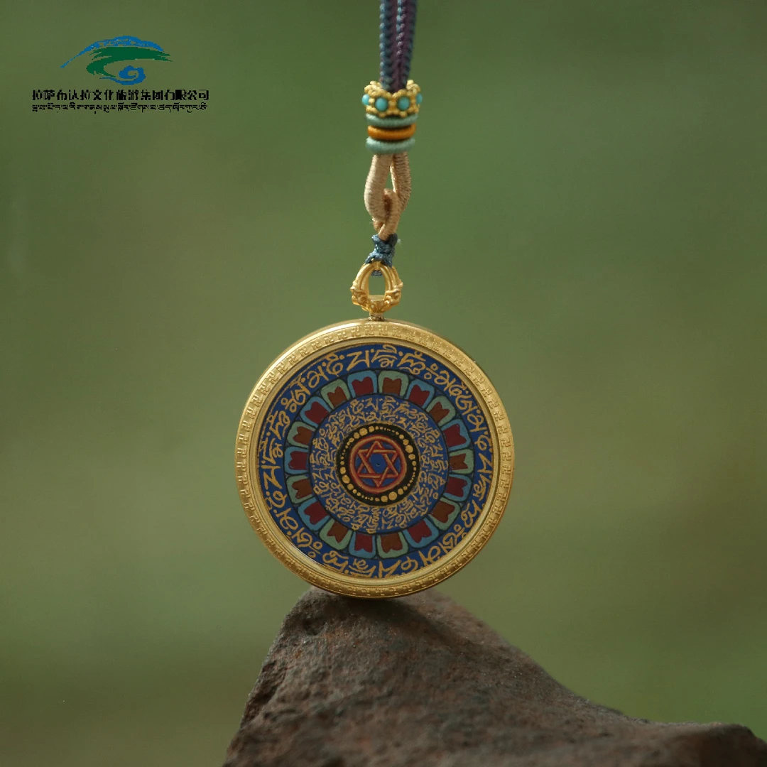 【旦曲作品结缘款】拉萨直发唐卡吊坠纯手绘挂饰西藏唐卡—六字箴言