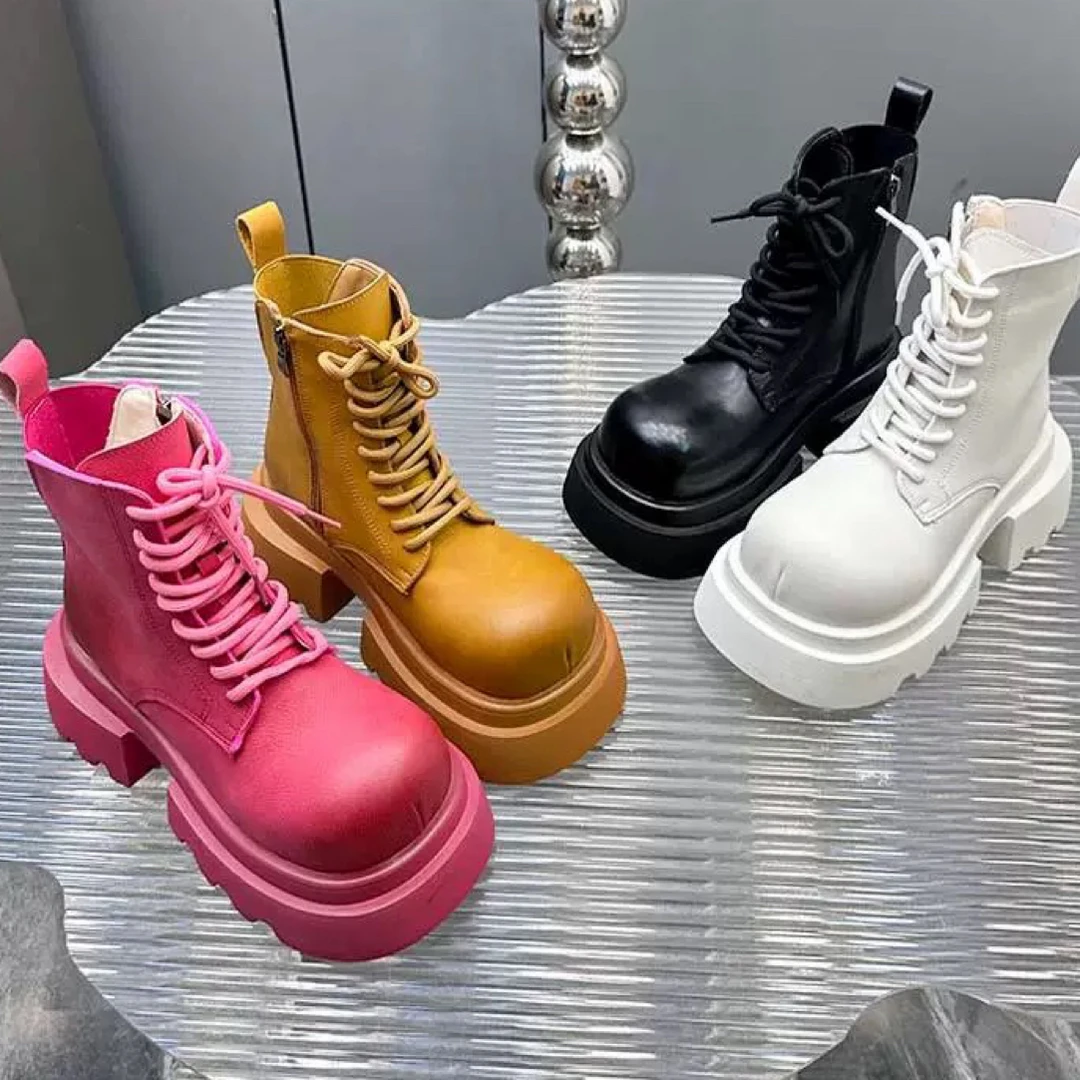 个性设计风格2024秋冬新系带时尚百搭厚底马丁靴7311尺码偏大一点