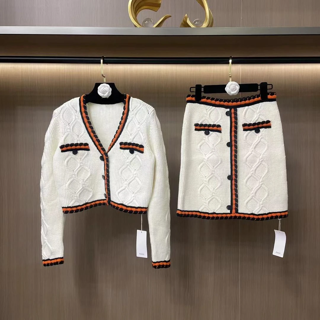 5956-5957新中式小香风气质时尚休闲百搭轻奢长袖女士套装