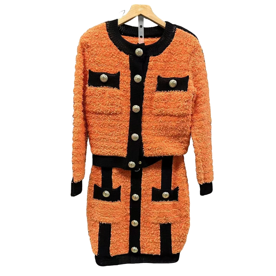 5987-5952-5952小香风轻奢显瘦气质洋气时尚法式减龄短款休闲套装