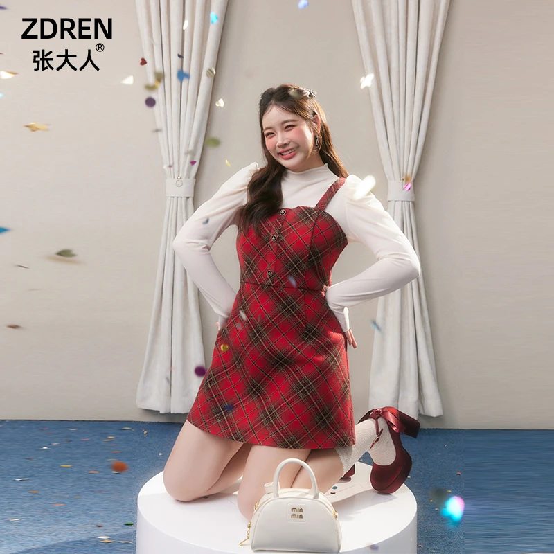 张大人【克拉恋人】显瘦气质性感少女复古学生女装修身红色连衣裙