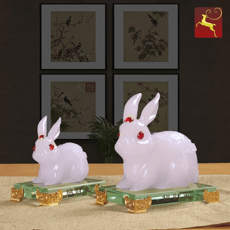 可爱生肖兔工艺品招财小兔子摆件新房创意客厅装饰品风水最旺玉兔