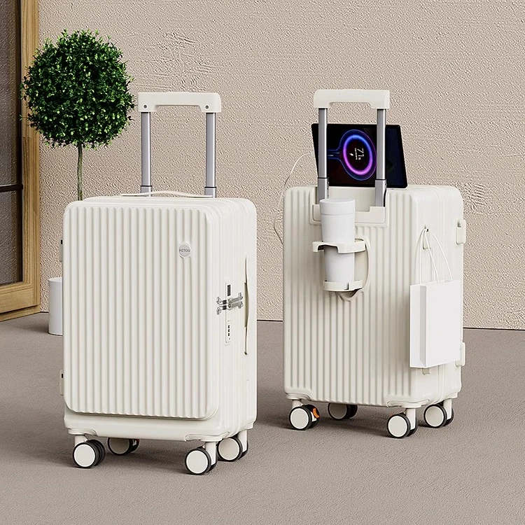 侧开盖行李箱防爆拉链深仓大容量多功能拉杆箱男女学生旅行登机箱