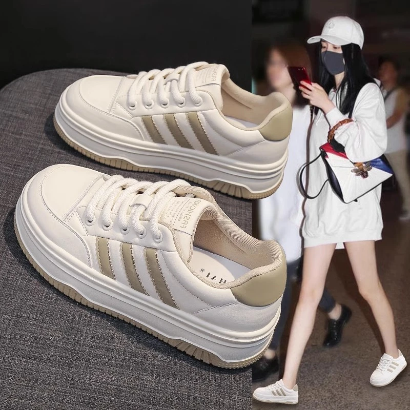 秋季爆款小白鞋女2025新款百搭设计感小众不撞款美式复古厚底板鞋