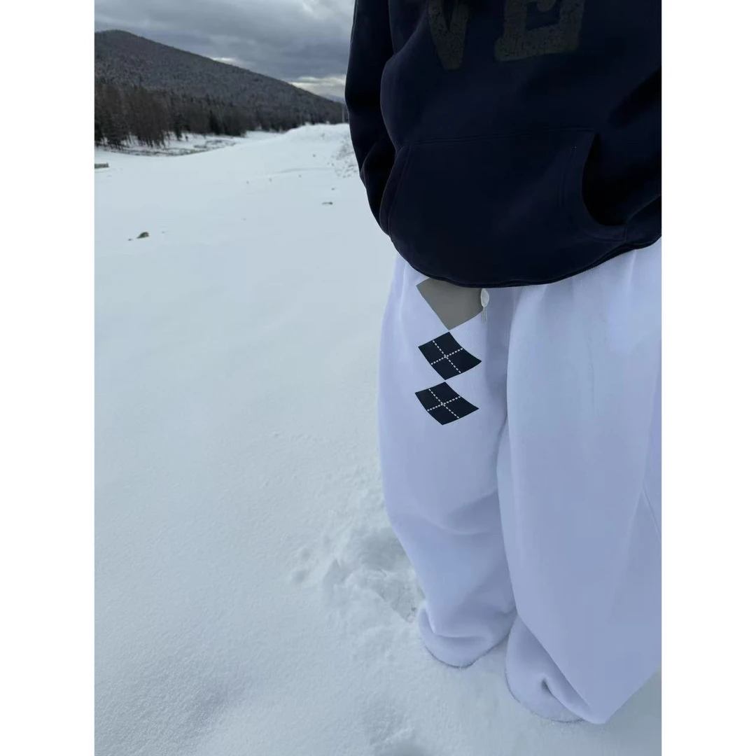 “青仓款式NO退换”韩风慵懒宽松秋冬菱格印花拖地松紧腰抽绳171