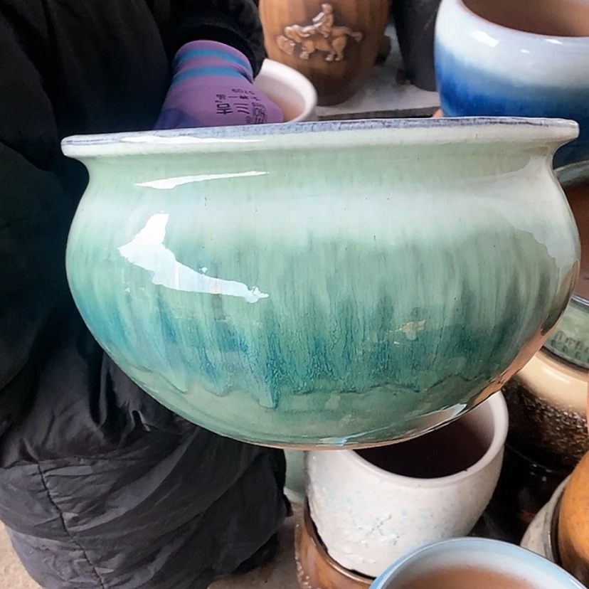 【闪购商品】紫砂花盆口30高18，绿