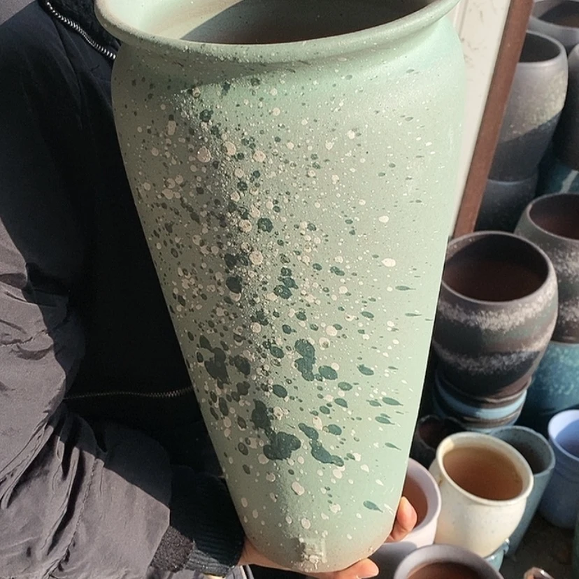 【闪购商品】紫砂花盆口17高40,绿泼墨