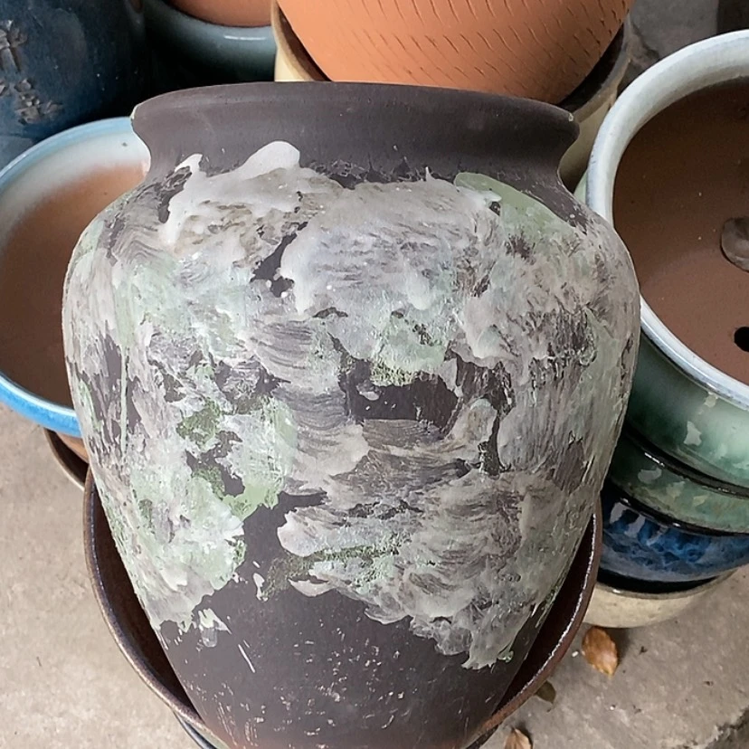 【闪购商品】紫砂花盆口21高31，黑绿