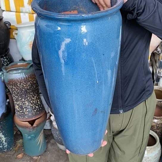 紫砂花盆口20高45,蓝,瑕疵