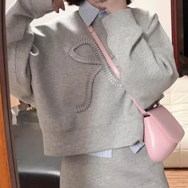 小个子套装长袖时尚运动网红针织休闲百搭宽松韩版秋季春秋显瘦