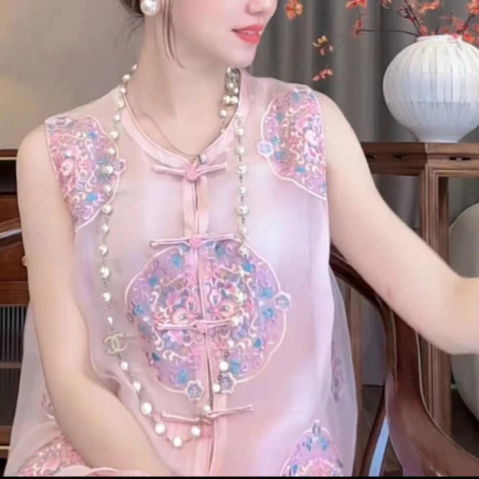 【夏清花簇】新中式爆款马甲上衣20245449薯条